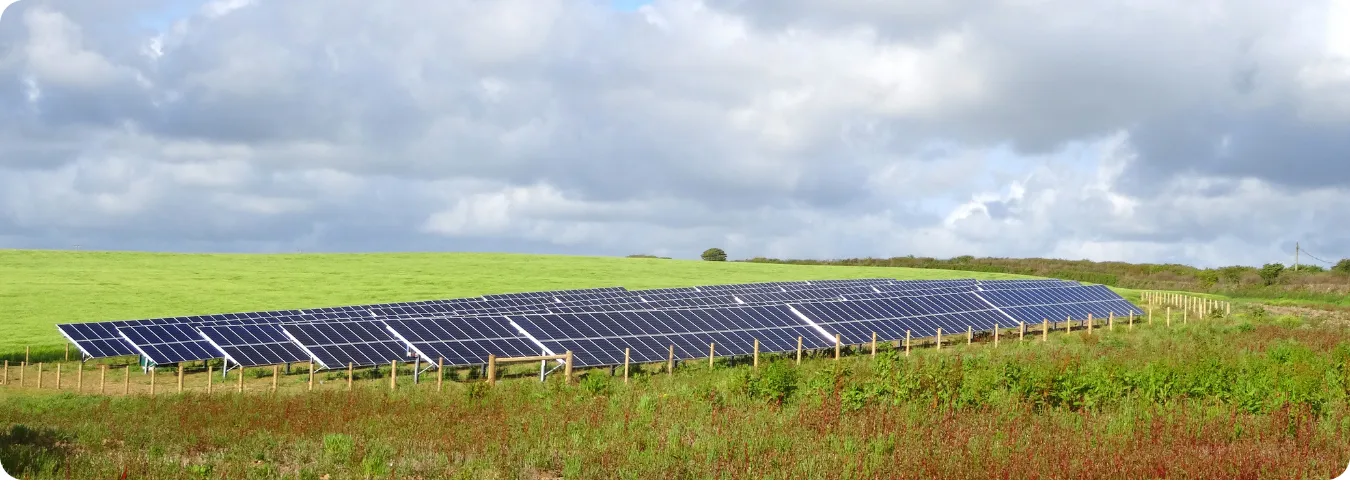 Solaranlage auf einer Wiese.