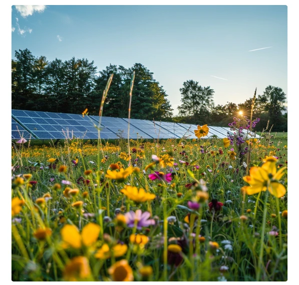 Solarpanelen in der Natur.